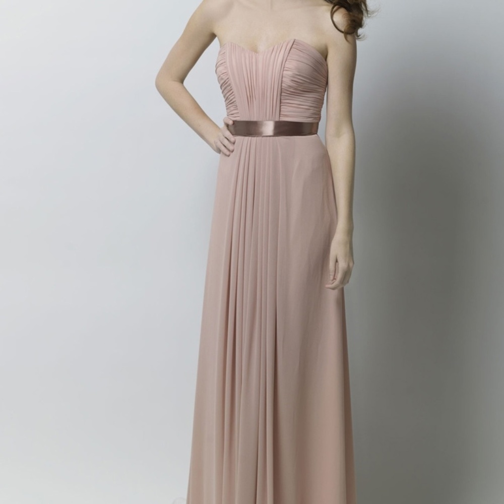 Chiffon gown w satin belt